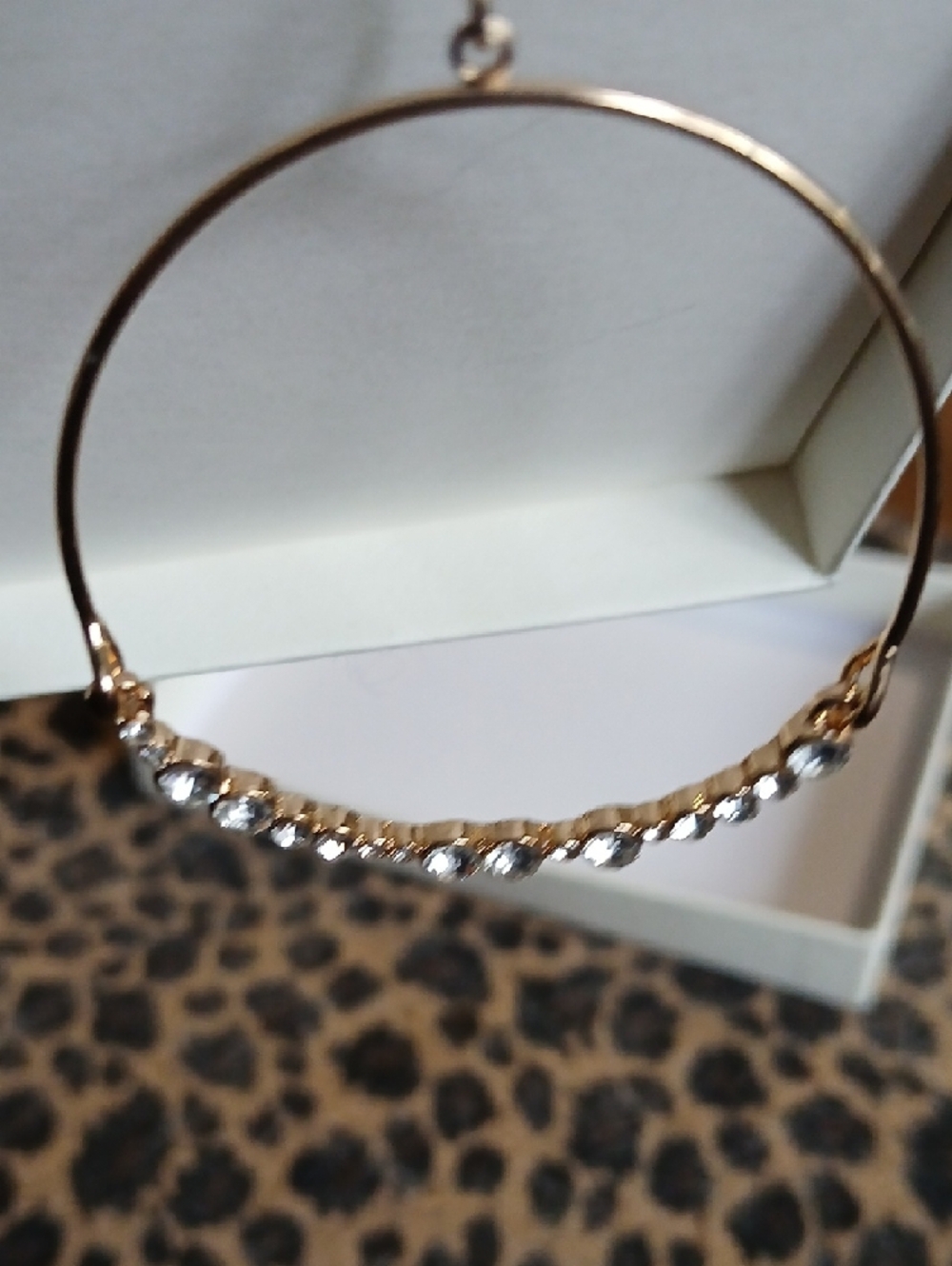 C&C California Boho Feminine Gold Hoop Earrings with Crystal Accents - Picture 7 of 10